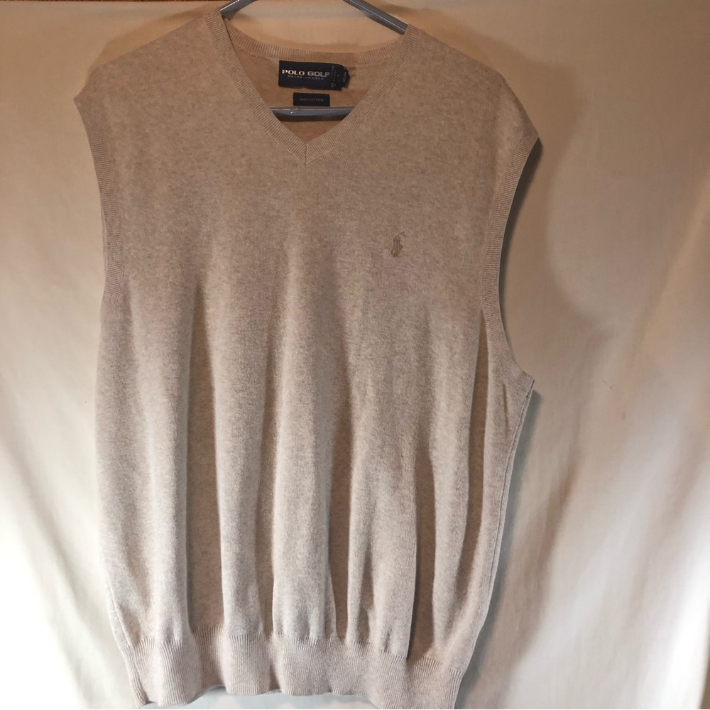 Polo Golf Ralph Lauren cream cotton thin knit sweater vest
